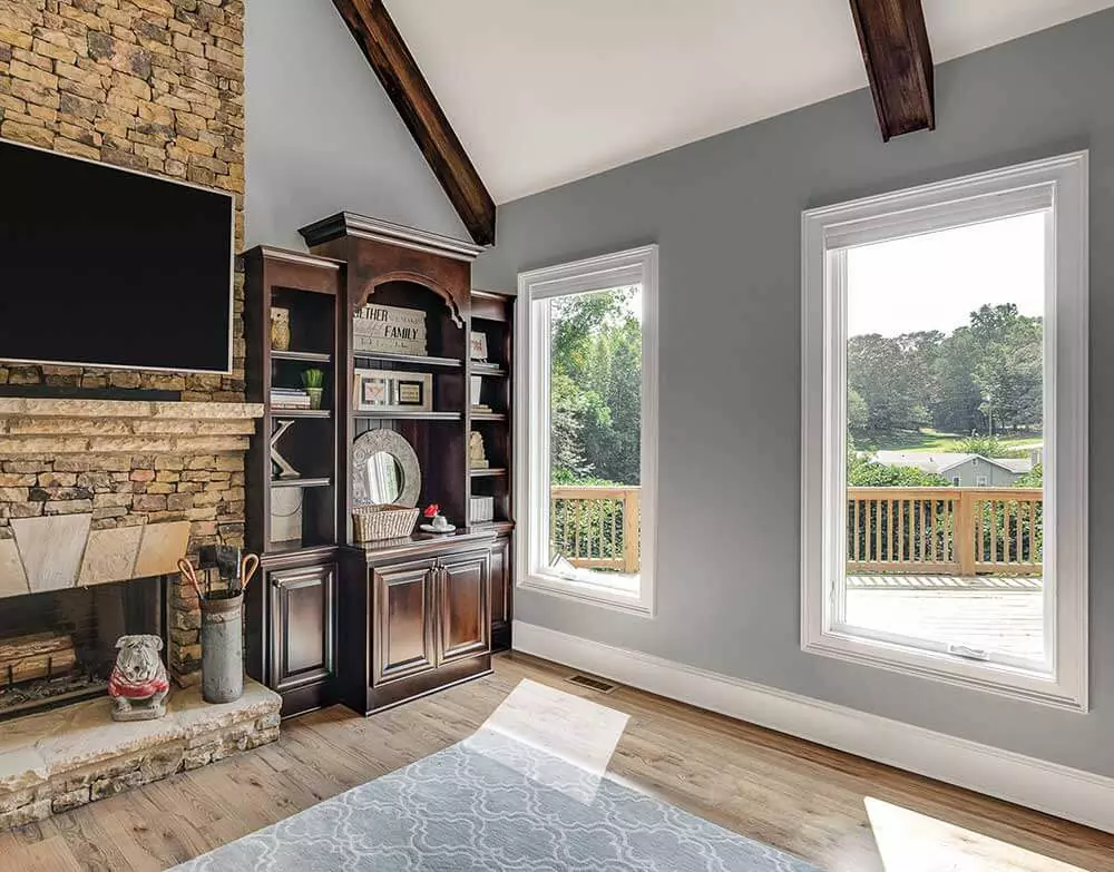 Casement fiberglass windows in living room